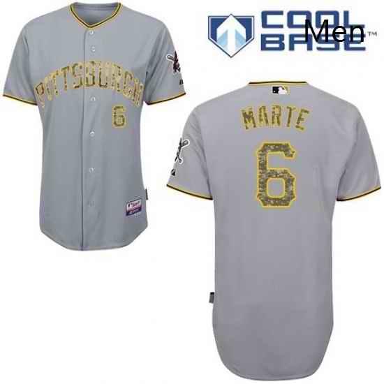 Mens Majestic Pittsburgh Pirates 6 Starling Marte Authentic Grey USMC Cool Base MLB Jersey